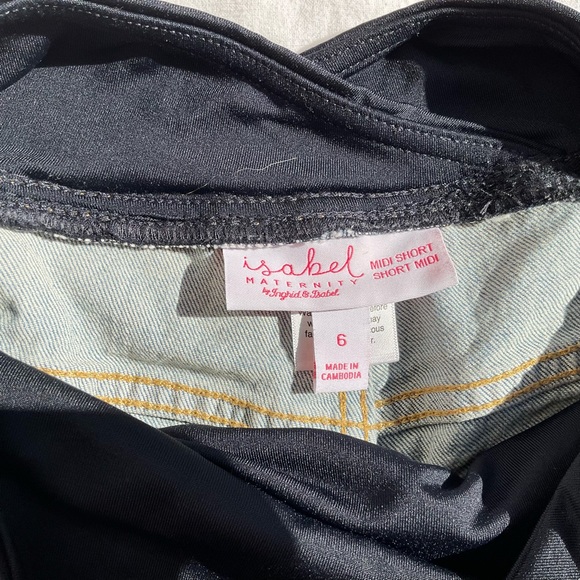 Isabel Maternity By Ingrid and Isabel jean midi shorts size 6 high wasted - Picture 3 of 6